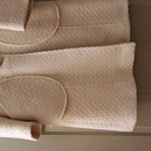 Nicole Miller Cream Winter Fur trim Knit Coat - Picture 12 of 16